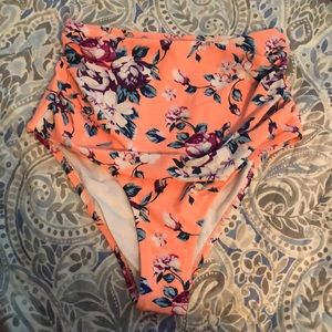 high rise floral bathing suit bottoms